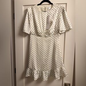 Elegant White and Blue Patterned Dress NWT